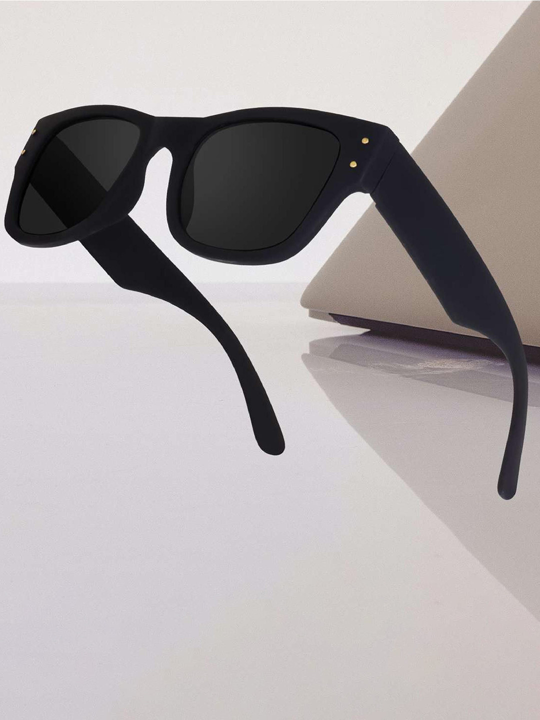 Eyedens Unisex Full Rim Wayfarer Sunglasses with UV Protected Lens Ry-Ban_Wide_Arms_F-Blk