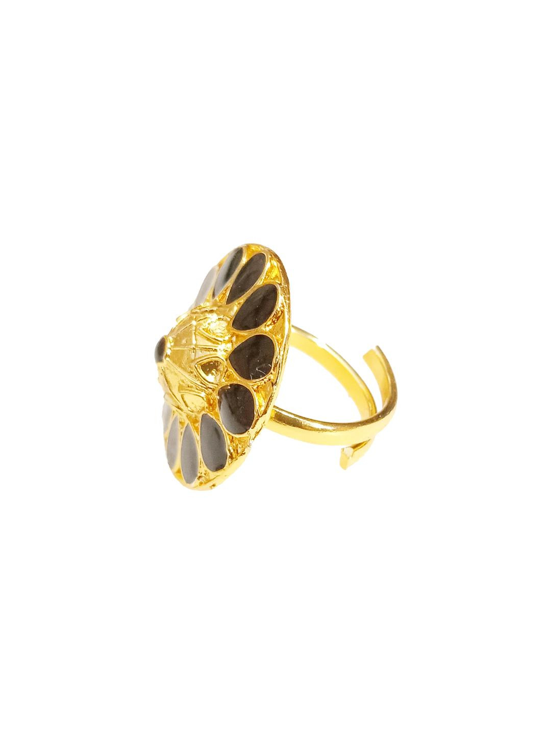 Balaji Gold Women Black Ring