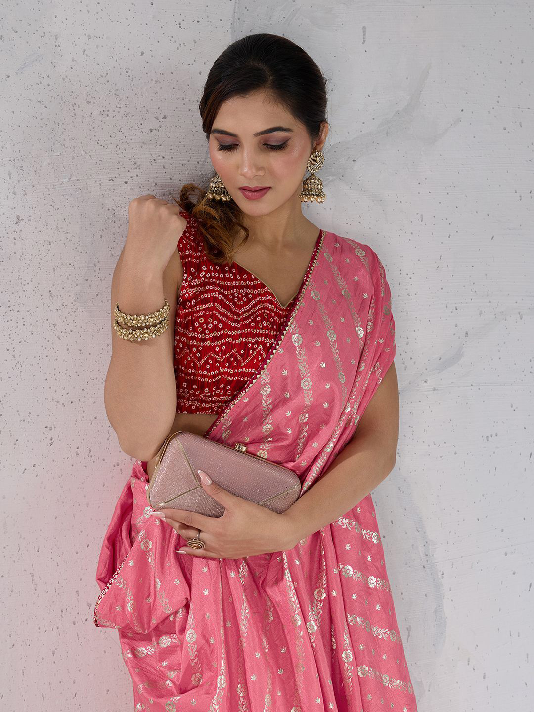 PBS PRINTS Floral Woven Design Zari Dola Silk Saree With Blouse Piece