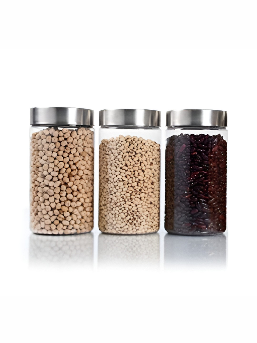 Pearlpet Transparent & Silver Toned 3 Pieces Easy to Clean Containers 2.7L