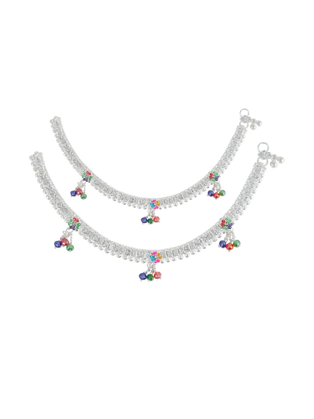 CHARMS Set of 2 Artificial Stones and Beads Anklets