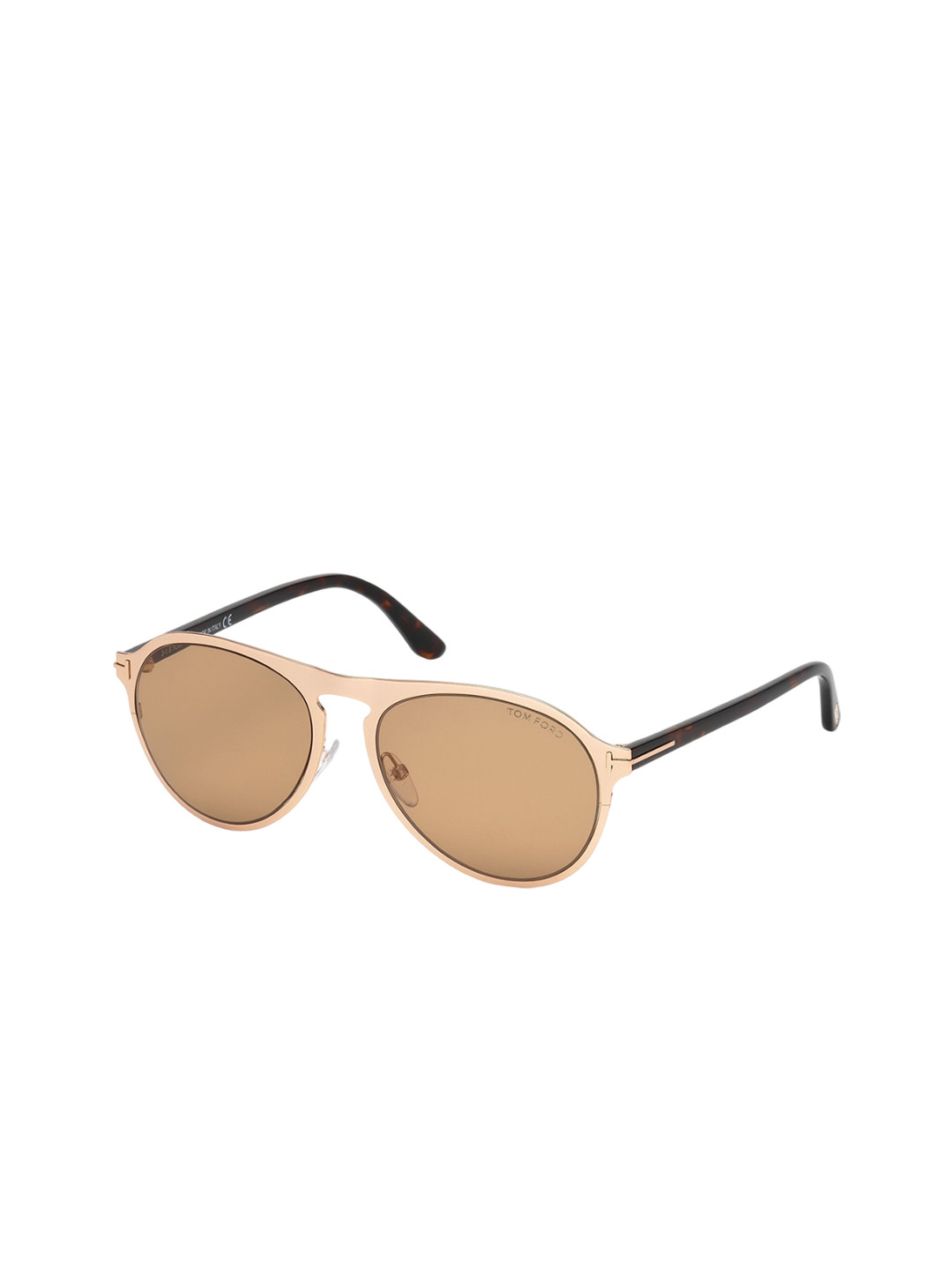 Tom Ford Men Rose Gold-Toned Oval Sunglasses with FT0525 56 28E