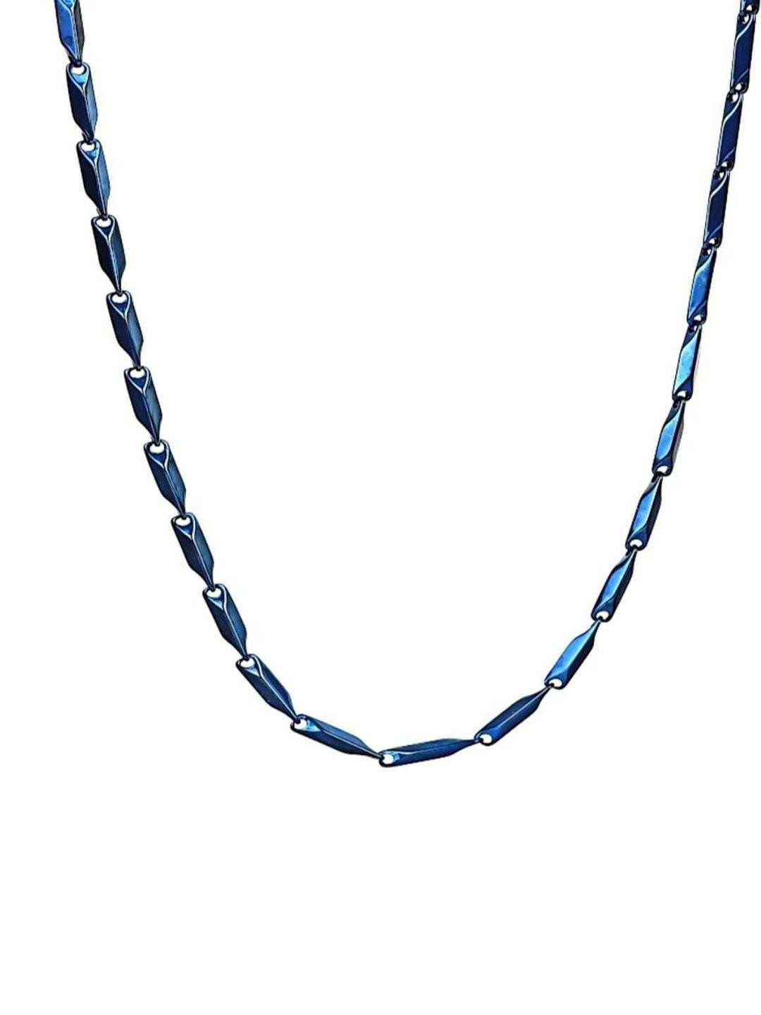 Vaiseema Unisex Blue Color Ethnic Silver-Plated Handcrafted Minimal Chain