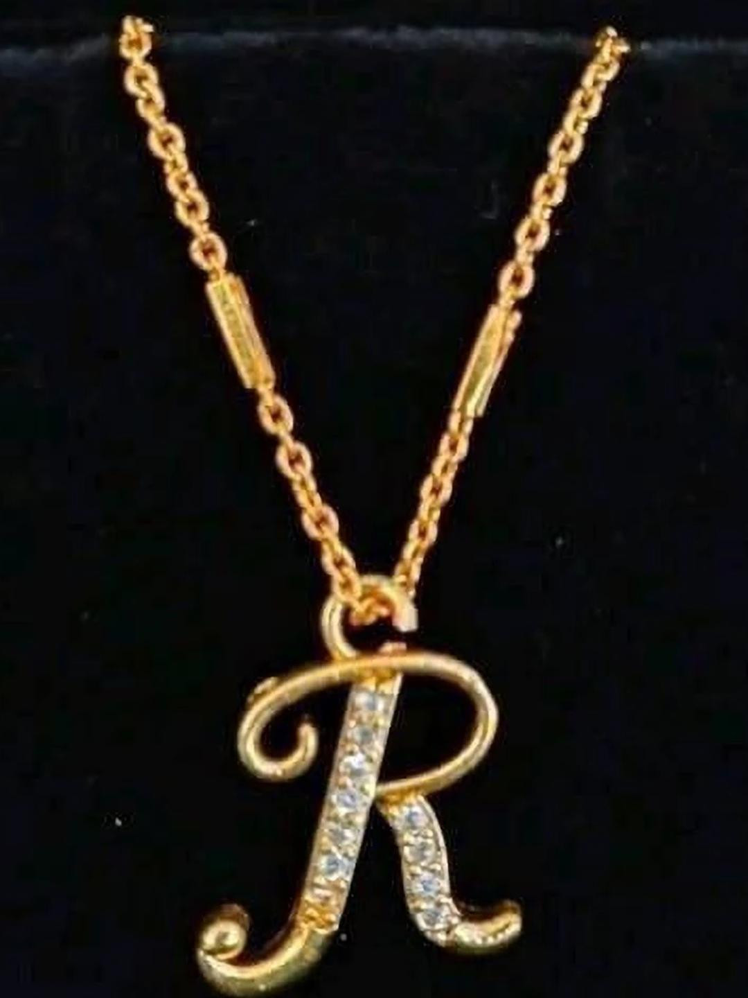 CLONEO Gold-Plated Letter R Pendant Chain