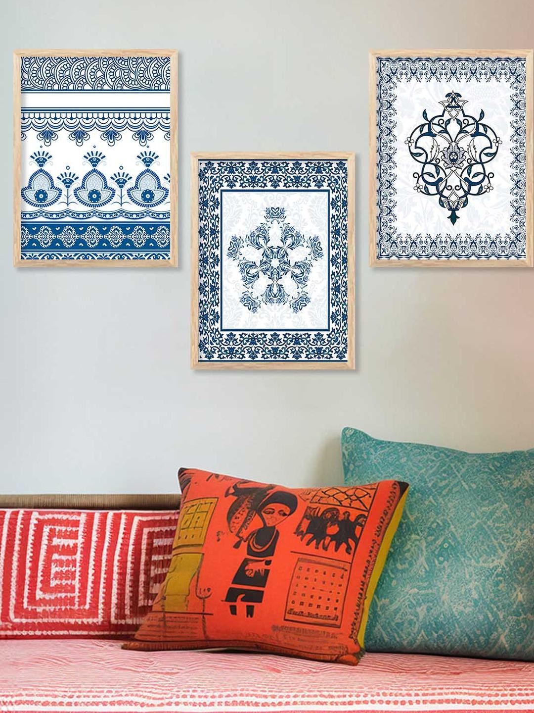 WALLLANE Brown 3Pc Wood Wall Paintings