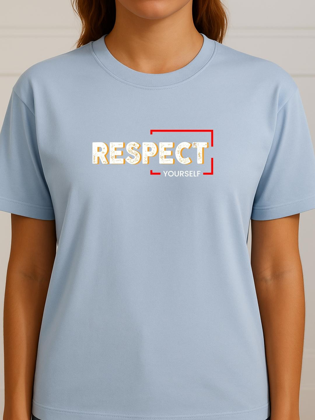 Women SkyBlue Regular Fit Typography T-Shirt