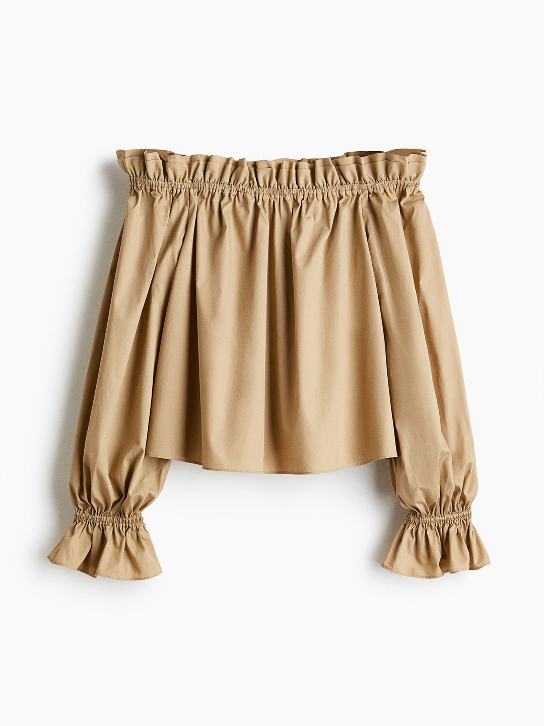 H&M Off-The-Shoulder Pure Cotton Poplin Blouse