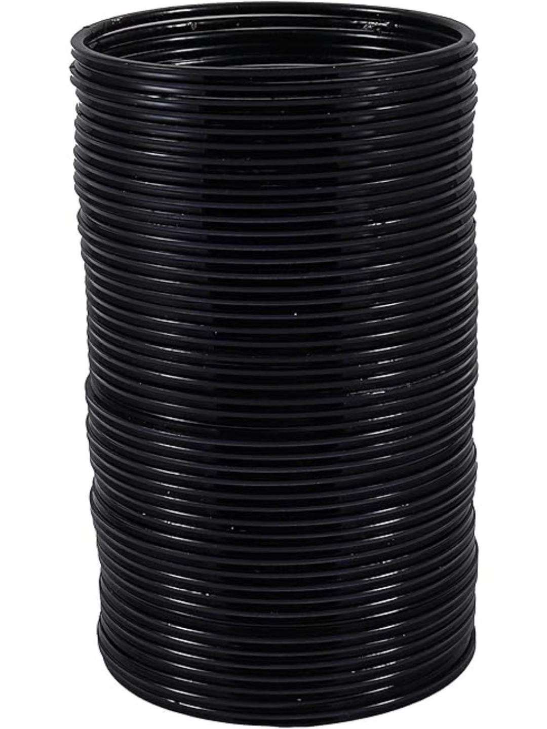 Guddan Set of 48 Black Glossy Metal Bangles