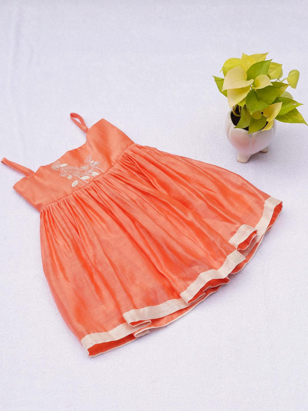 Little Love Kids Couture Peach Silk Dresses
