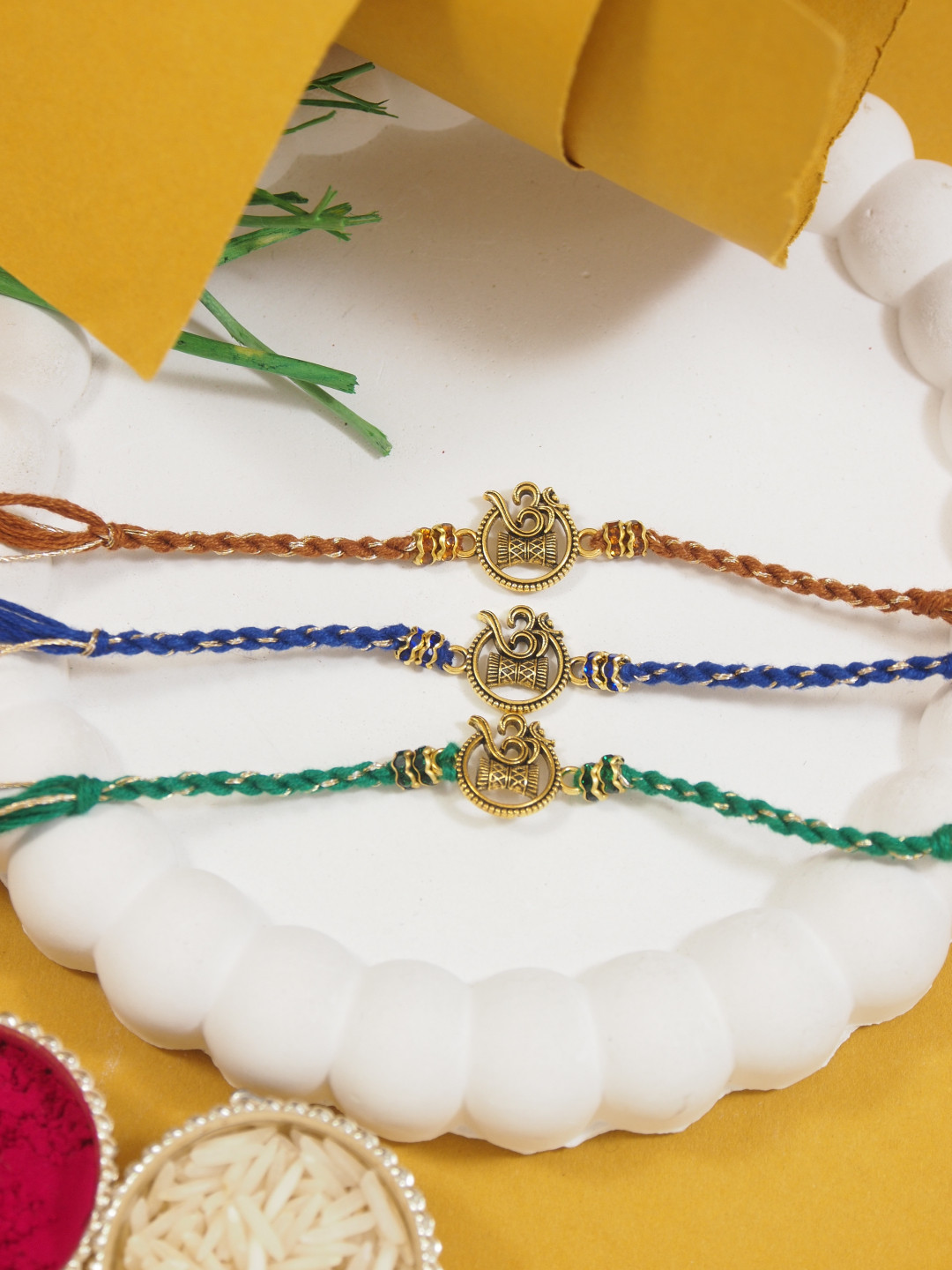 I Jewels 3-Pcs Om Thread Rakhi