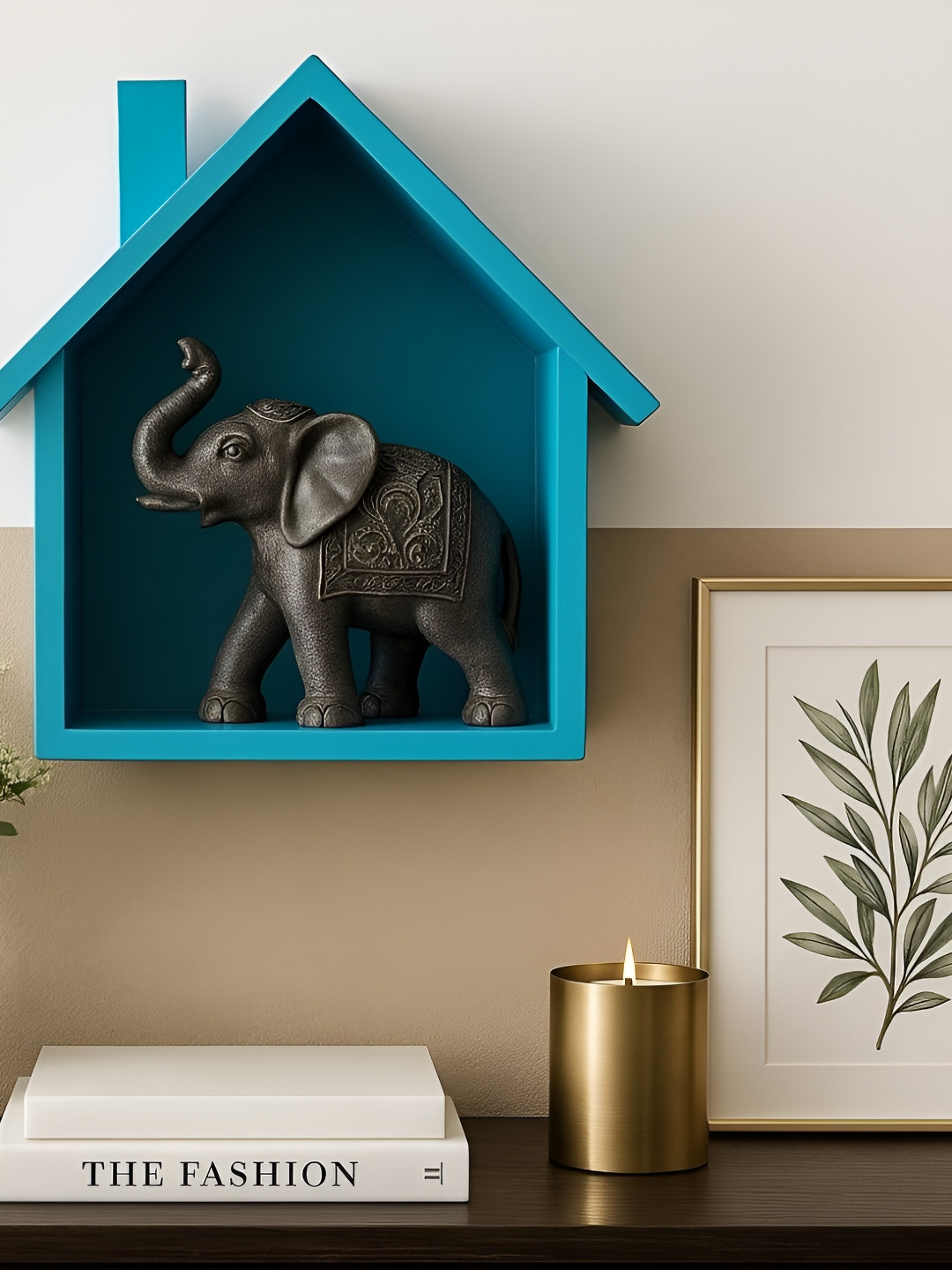 GLOBALLY INDIAN Shelf, Accent Wood Bohemian Matte Hall Wall Hangings-3.9In