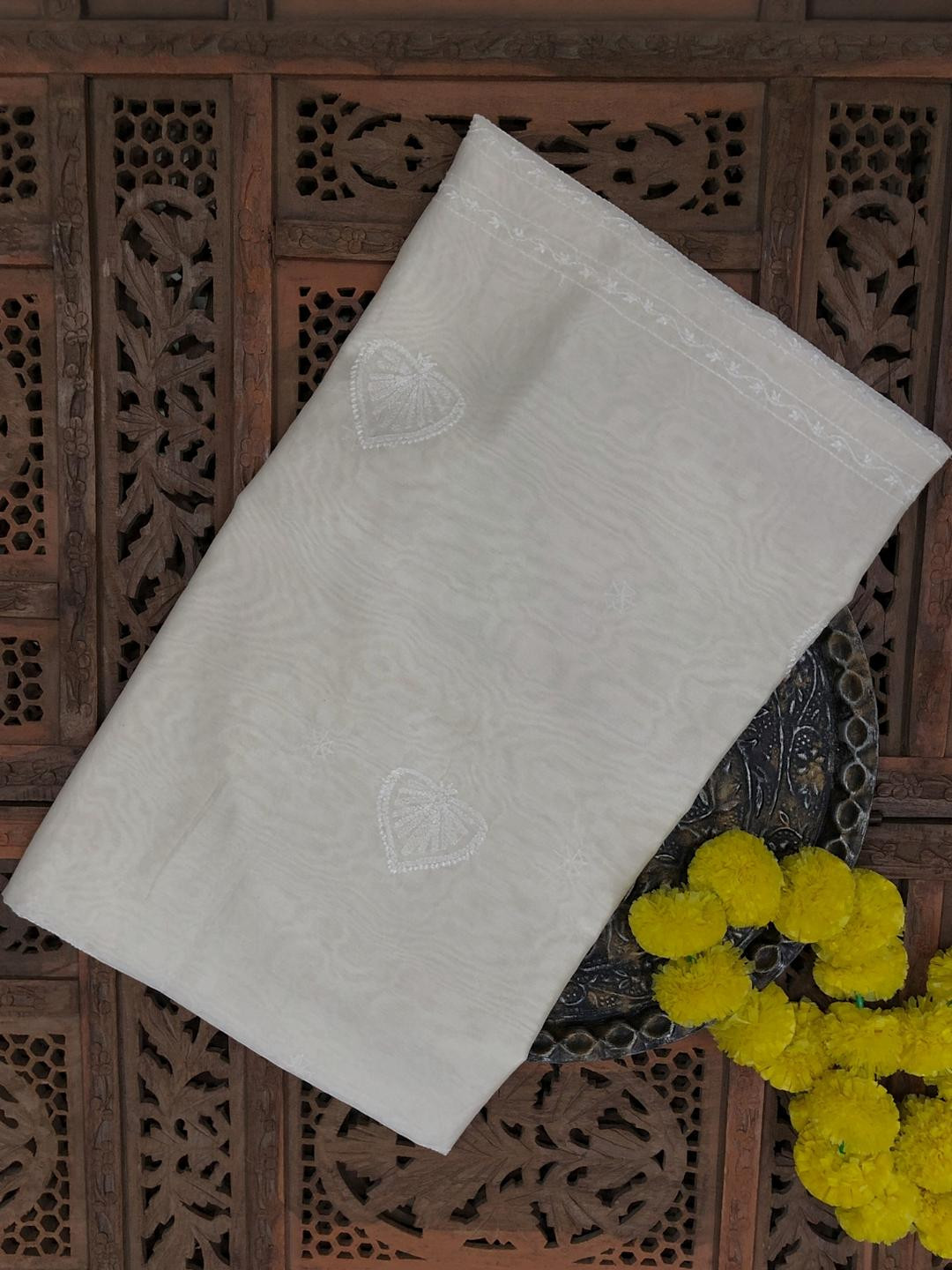 PALASH Chanderi Hand Embroidered Chikankari Work Kurta Fabric