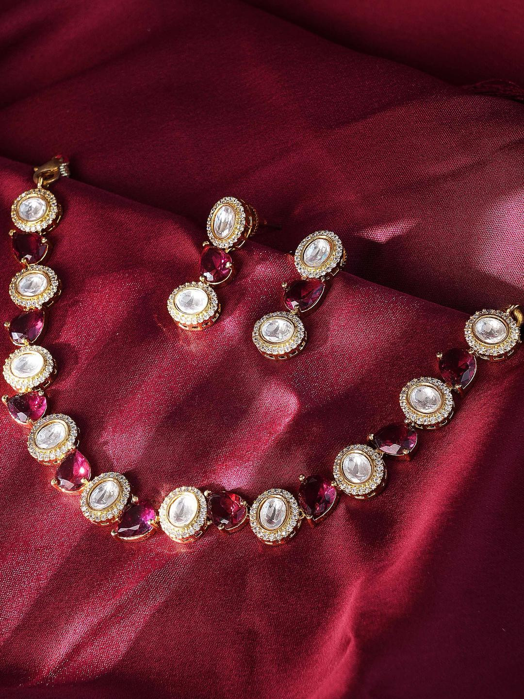 KAYRAH Gold Plated Red Brass Jewellery Set