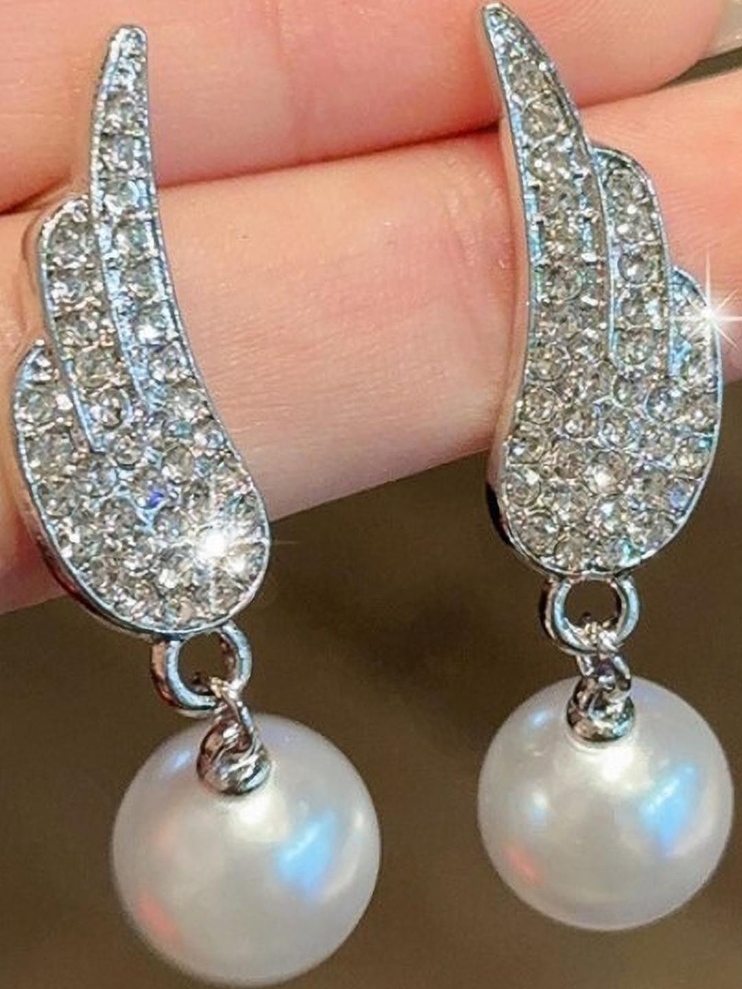 AKISON JEWELS Contemporary Drop Earrings With Artificial stons and pearl