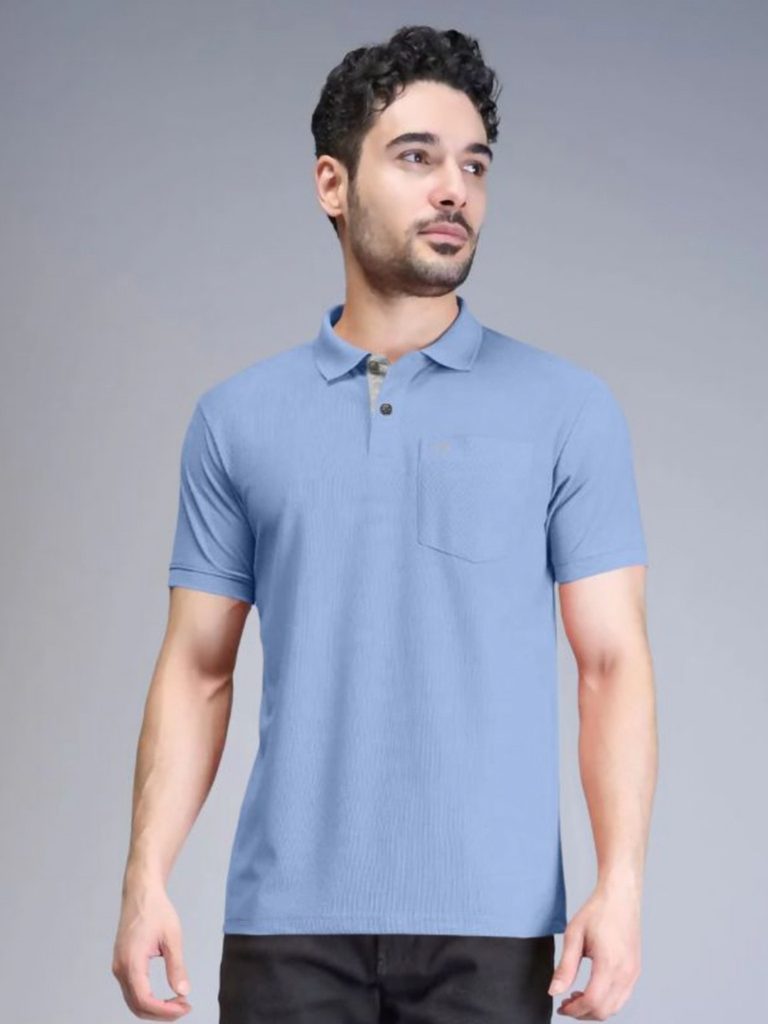 Triptee Men Solid Polo Collar Cotton T-shirt