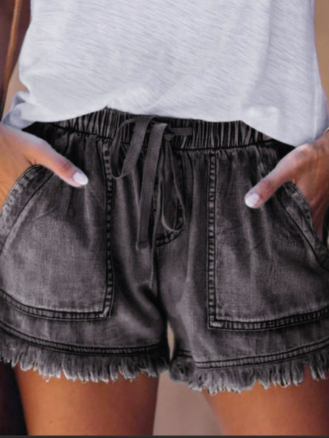 Oh Rare Women High Waist Slim Denim Shorts