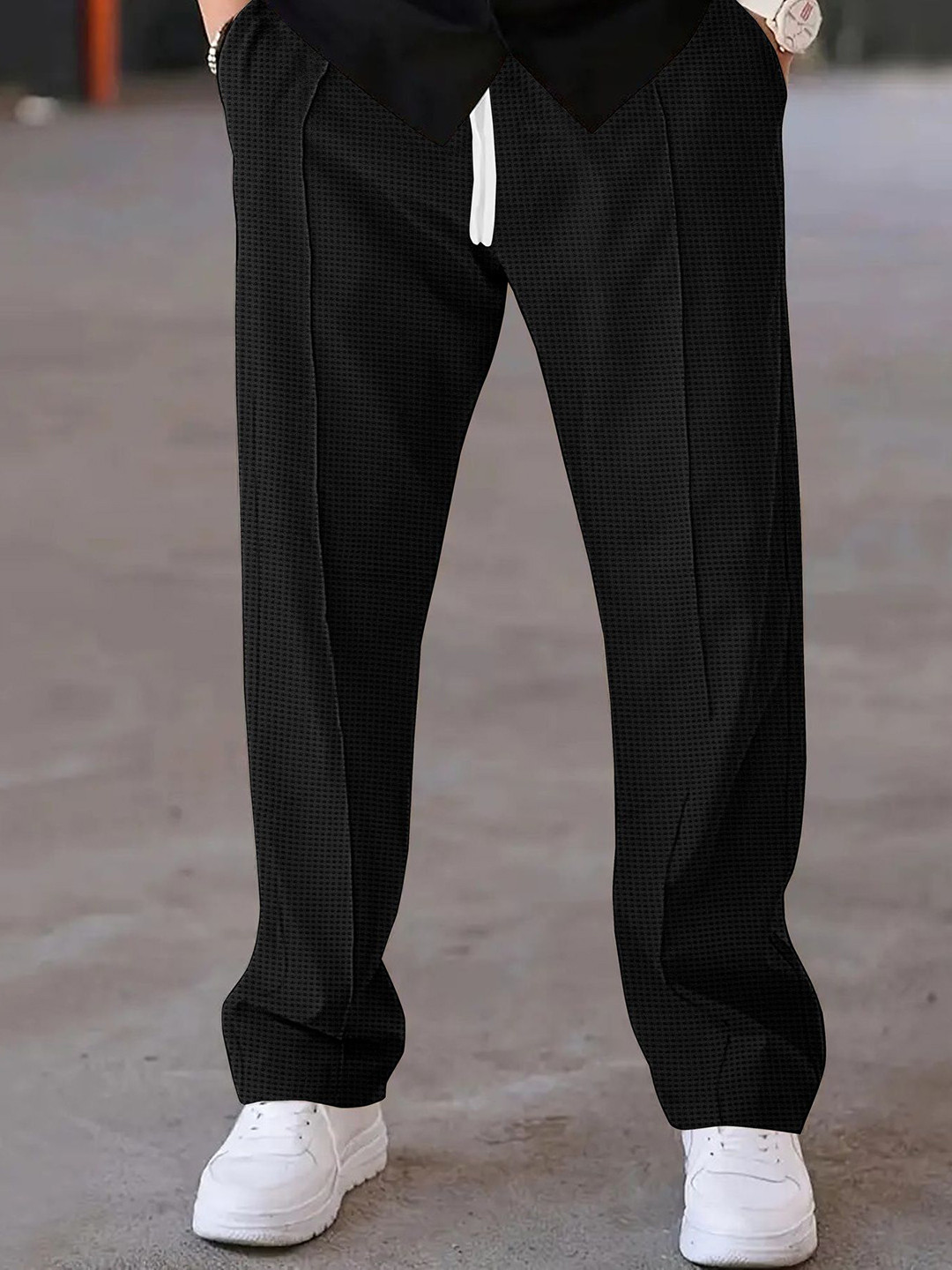 KAJARU Men Relaxed Fit Textured Track Pants
