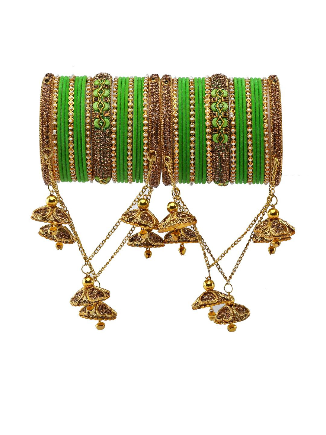 GLIKA Set of 42 Velvet Bridal Glossy Finish Latkan Bangle