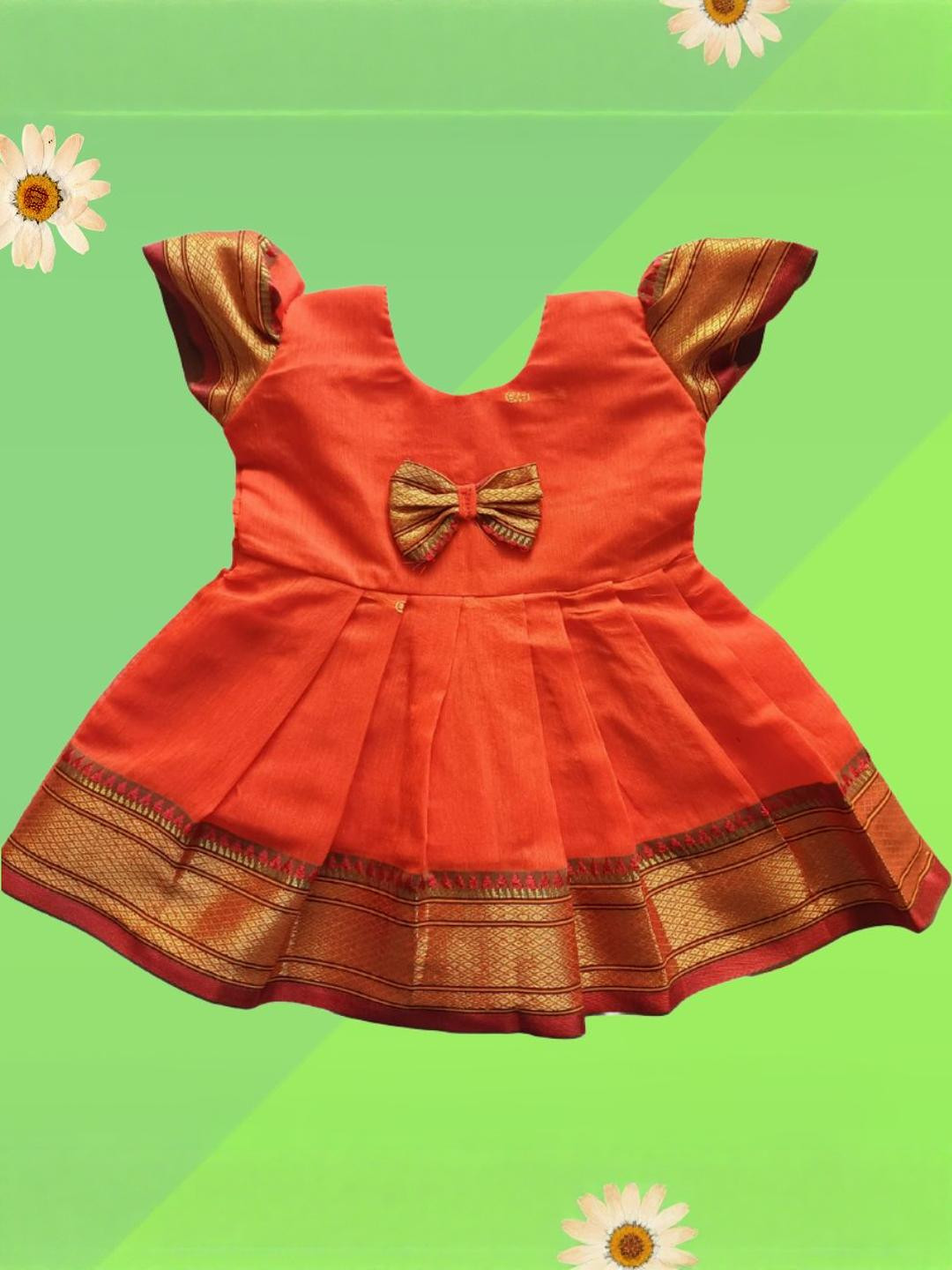 Mom and Me Orange Cotton Dresses