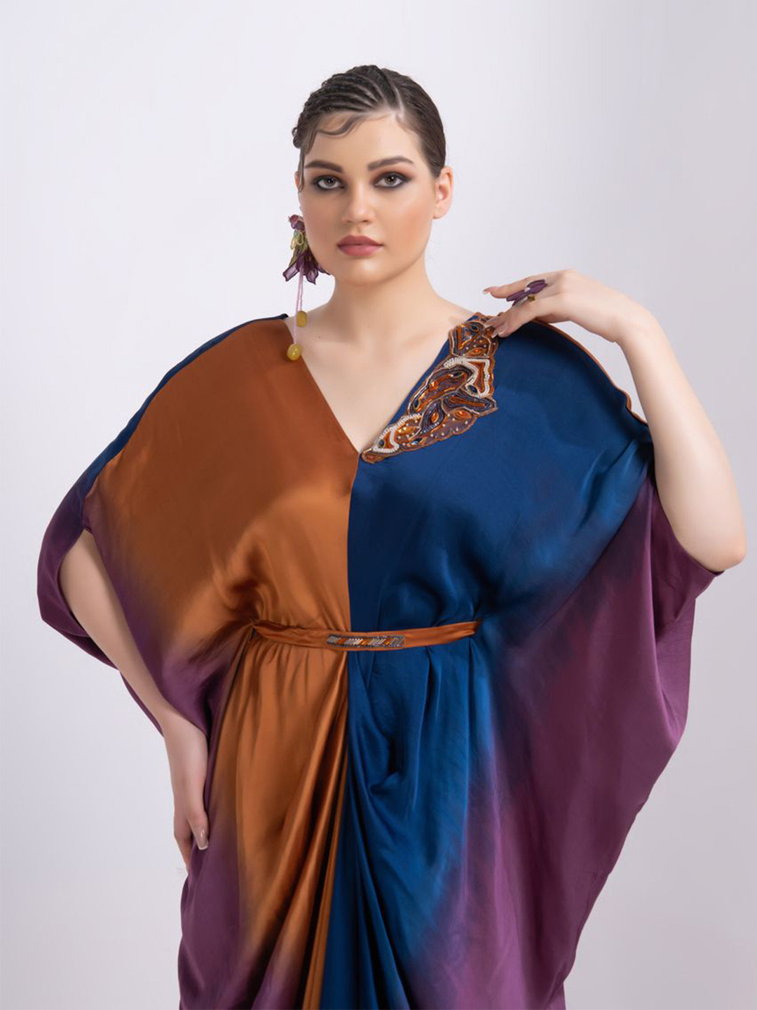 MERGE DESIGN Women Colourblocked Festive Kaftan Kurta