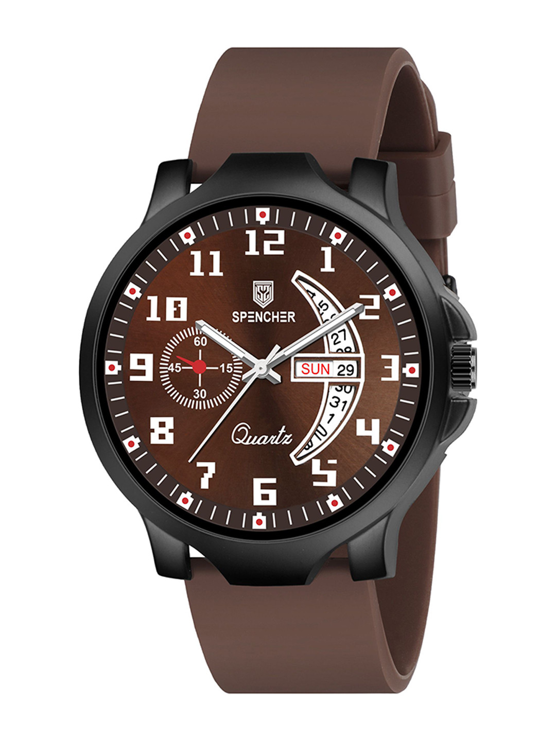 SPENCHER Men Brass Dial & Straps Watch SW-1111 Nexon Dial Silicon Brown Strap DD