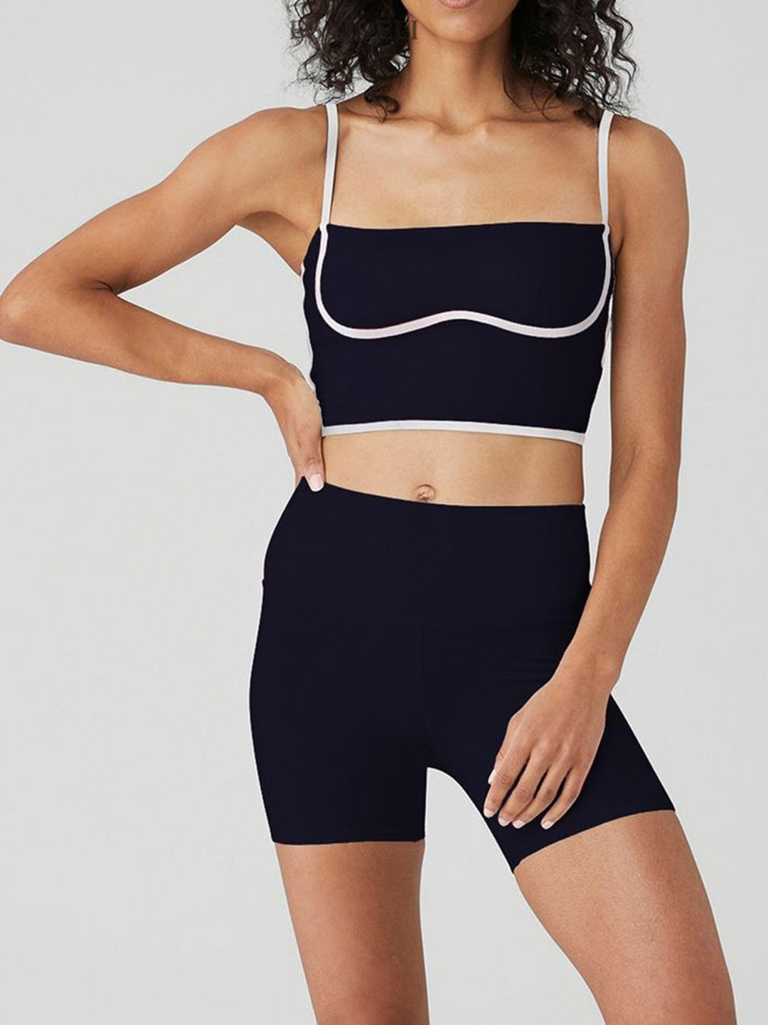 LULU & SKY Shoulder Straps Crop Top With Short