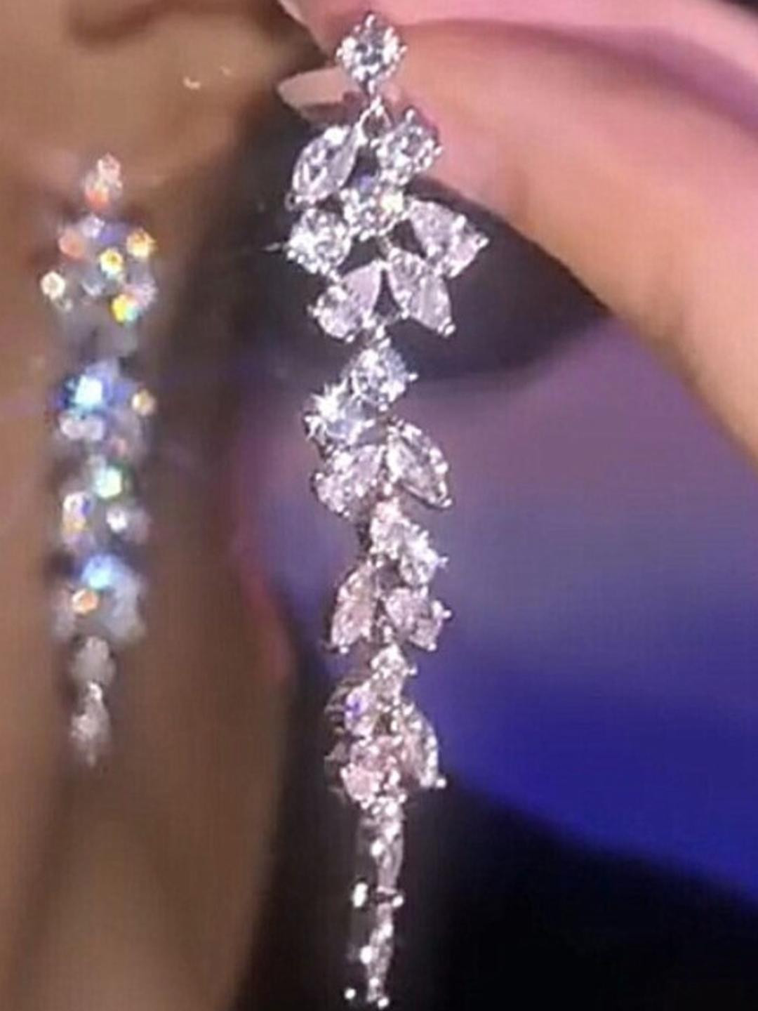 AKISON JEWELS Women White Silver-Plated Geometric Handcrafted Party Wear Drop Earrings