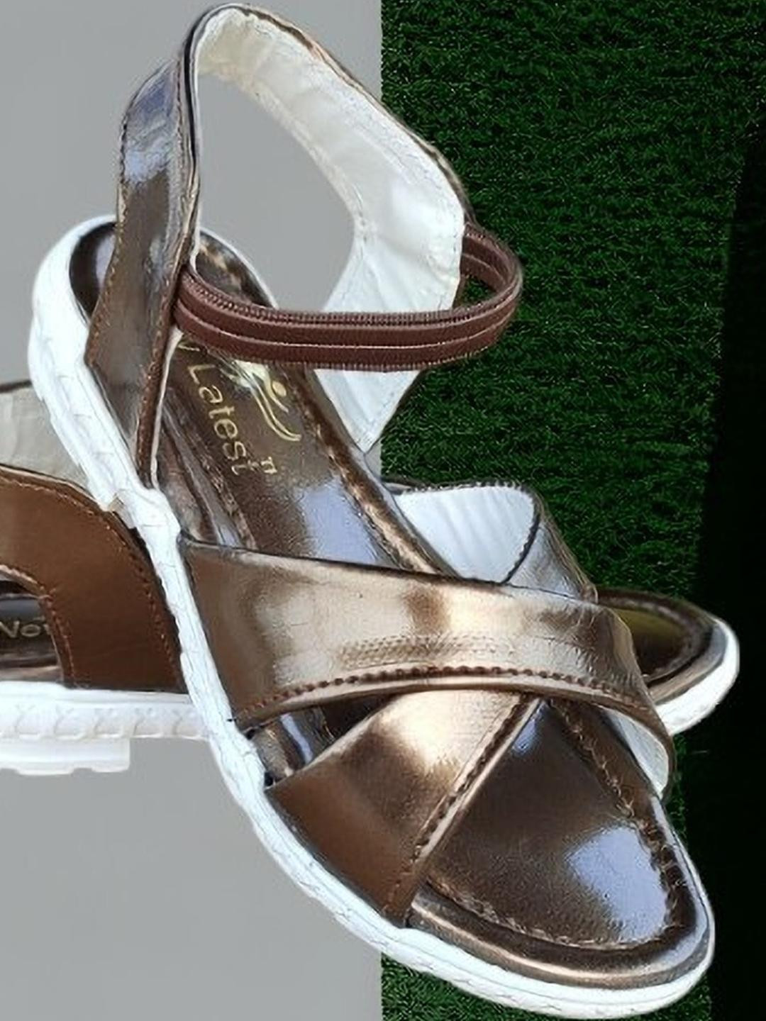 NEW LATEST Girls Copper Leather Slip On Comfort Sandals