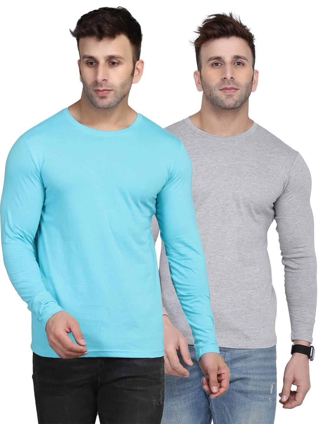 KropteeMen Pack of 2 Cotton Full Sleeve T-shirt