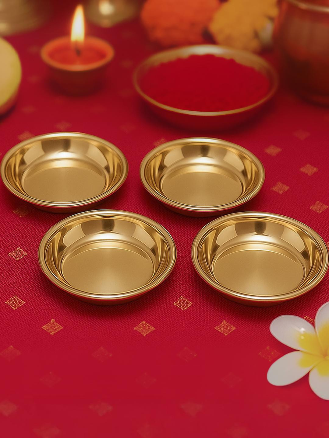 Ekhasa 100% Pure Brass Pooja Plates Pooja Essentials