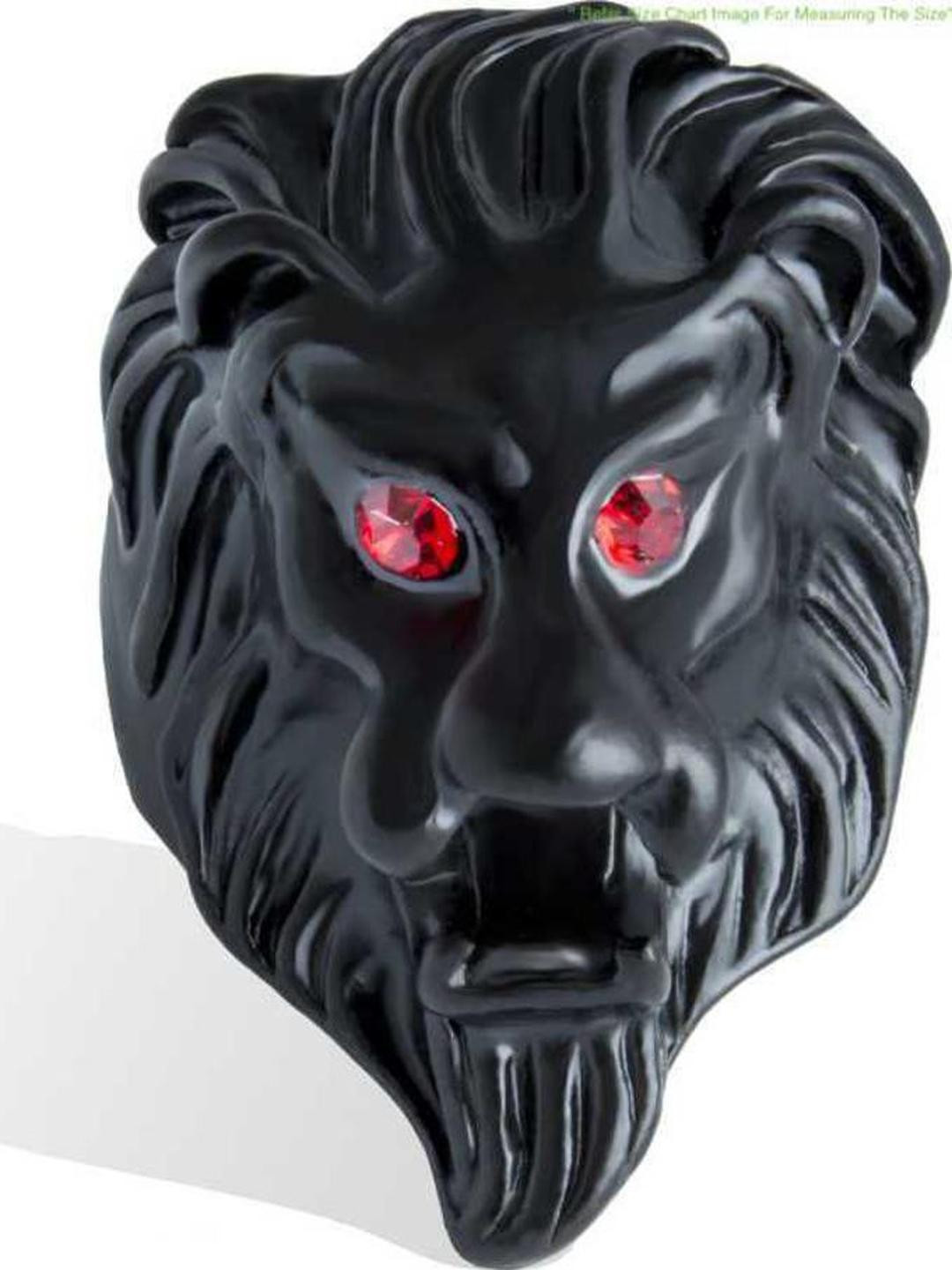 Vaiseema Unisex Silver Lion Head With Red Eyes Ring