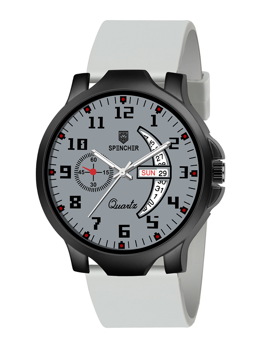 SPENCHER Men Straps Analogue Multi Function Watch SW-1111 Nexon Dial Silicon Grey Strap DD