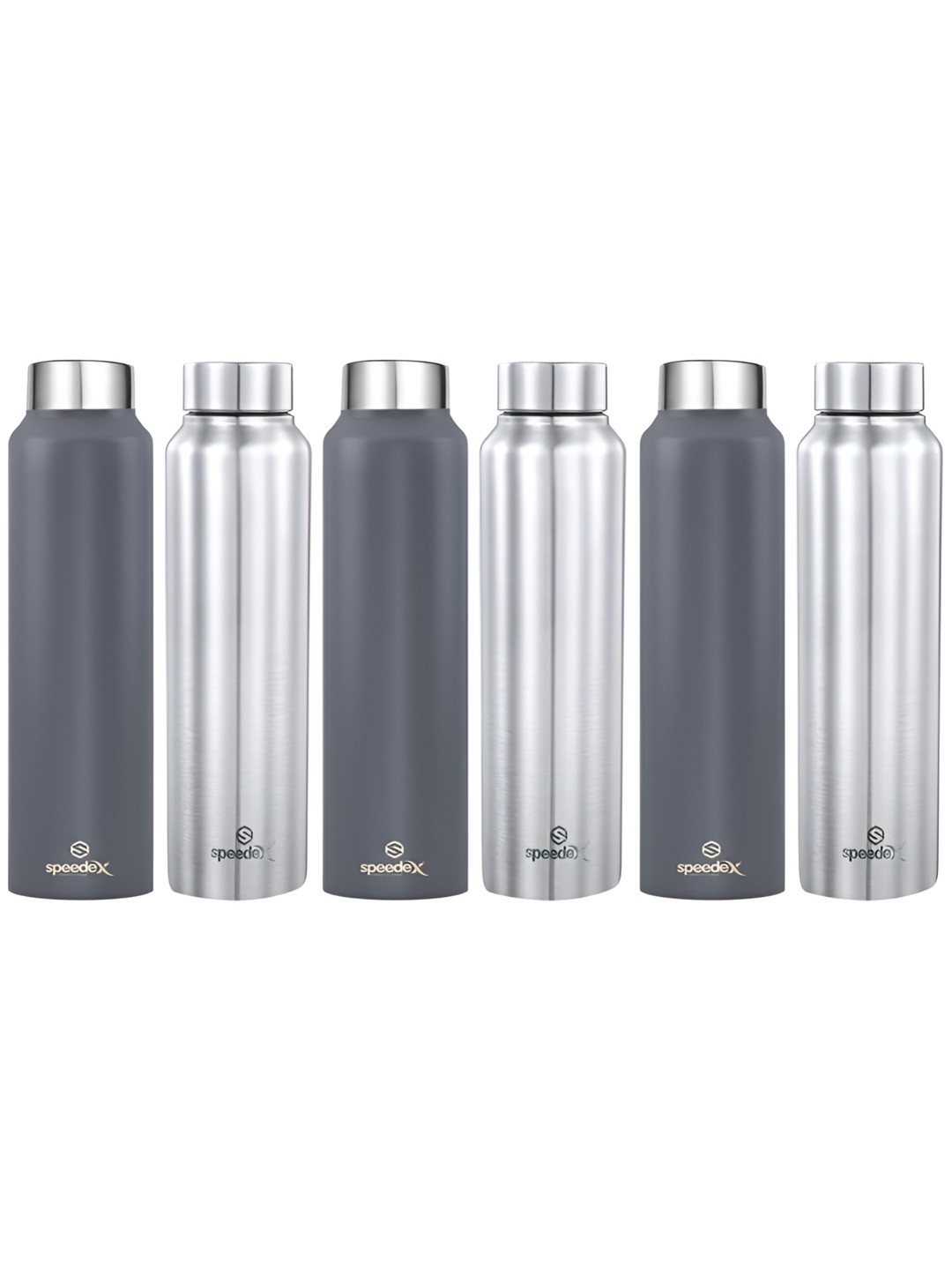 Speedex Black & Steel 6 Pieces Stainless Steel Water Bottles 1000ml