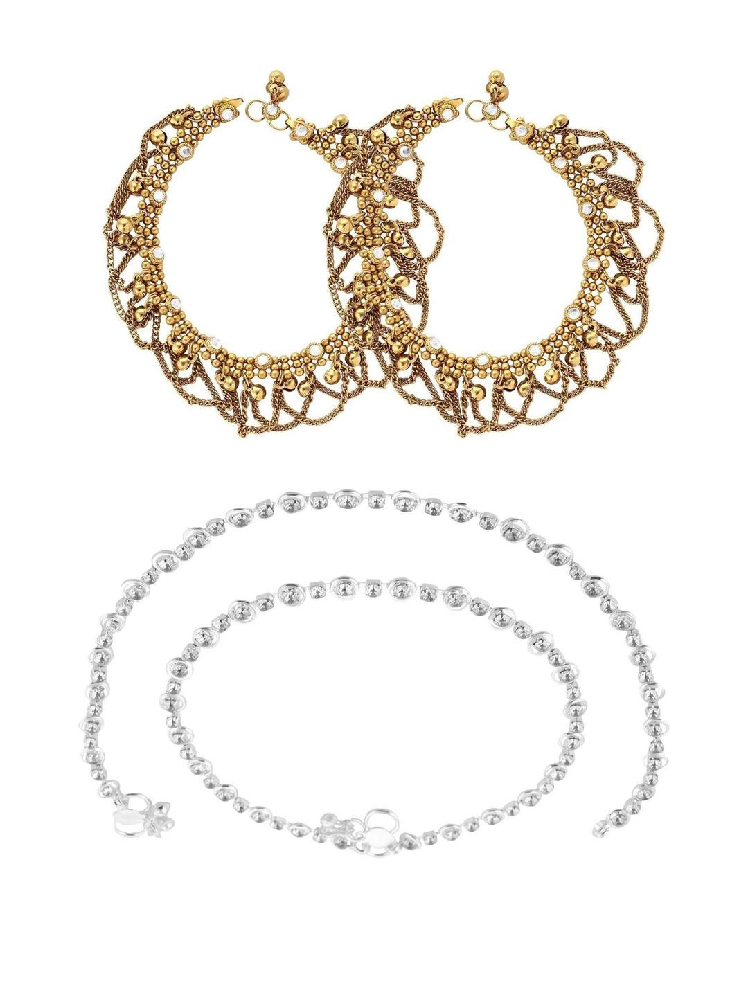 CHARMS 4 Pieces Artificial Stones and Beads Anklets