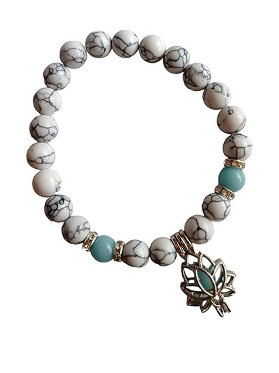 19TH JULY JEWELS Unisex White & Blue Glow In The Dark & Beaded Elasticated Bracelet