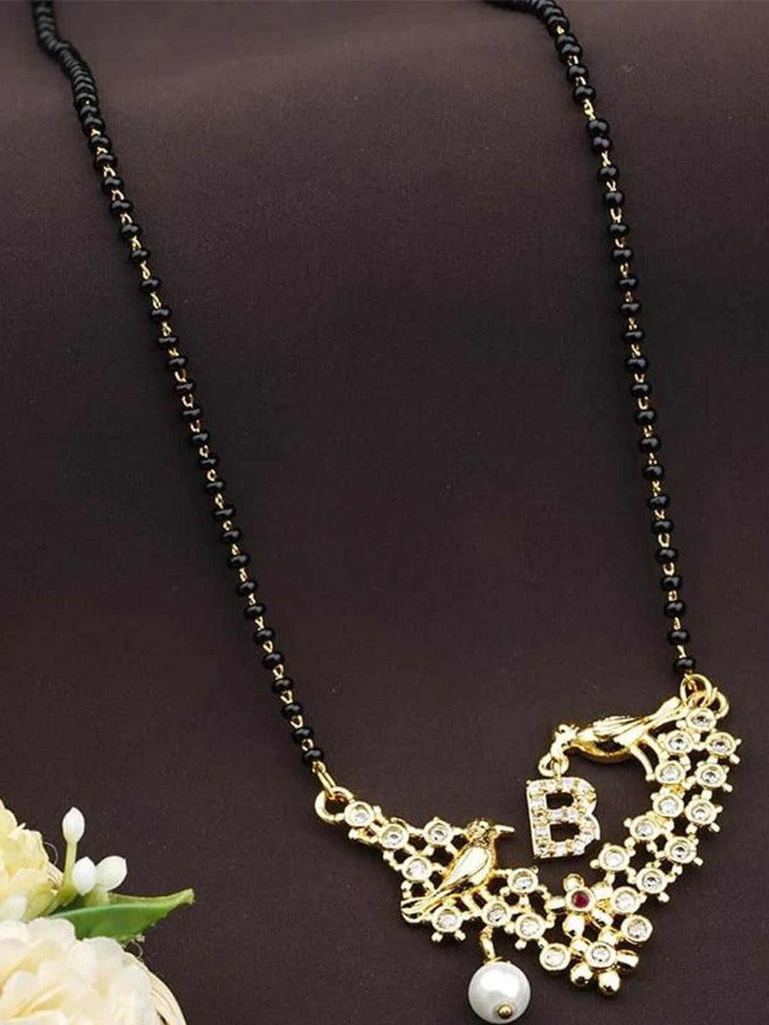 CLONEO Gold-Plated B Letter Artificial Stones Mangalsutra