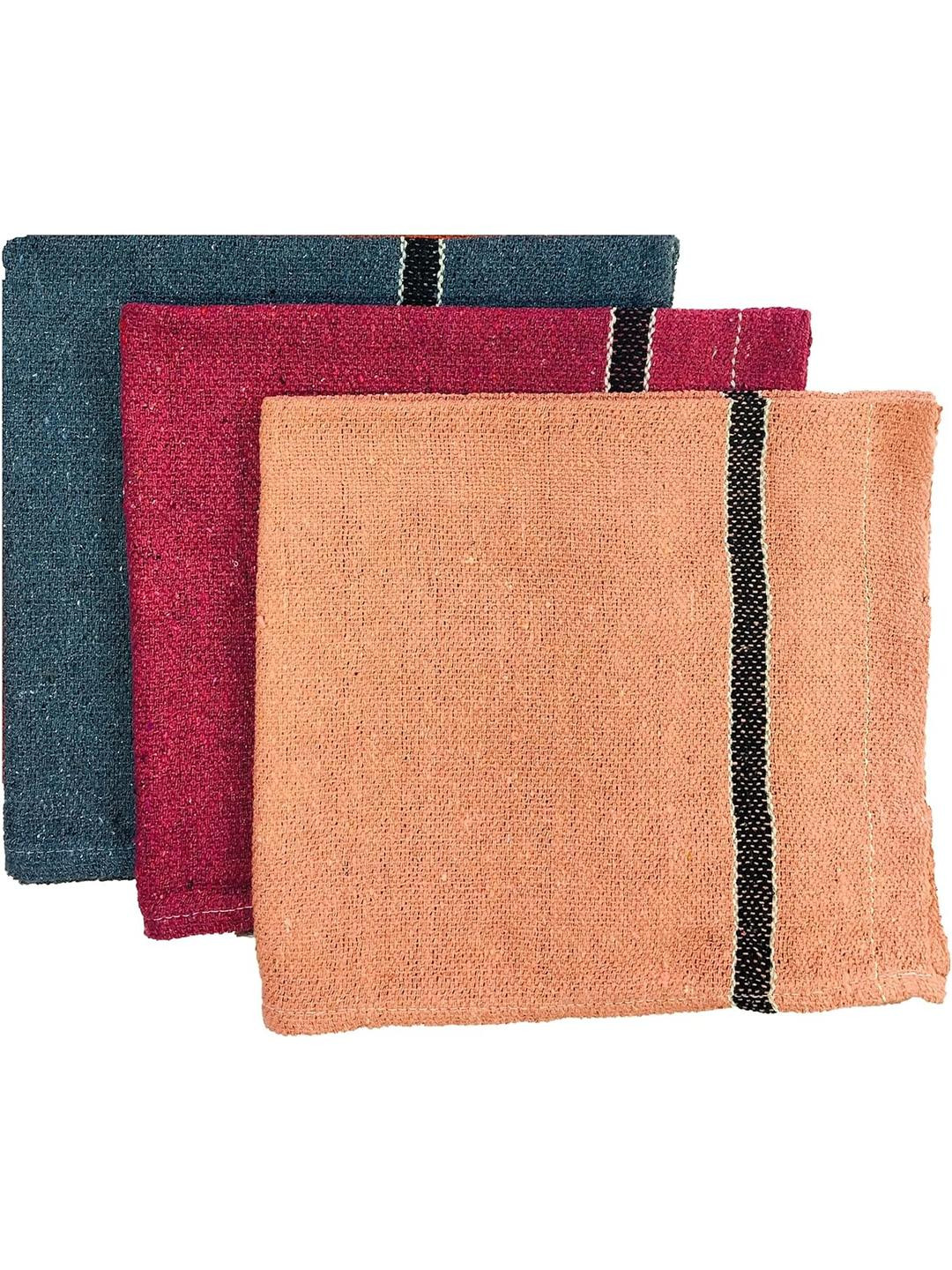 SHOP BY ROOM Set of 3 Blue Pink & Peach-coloured Floor Cleaning Cloths