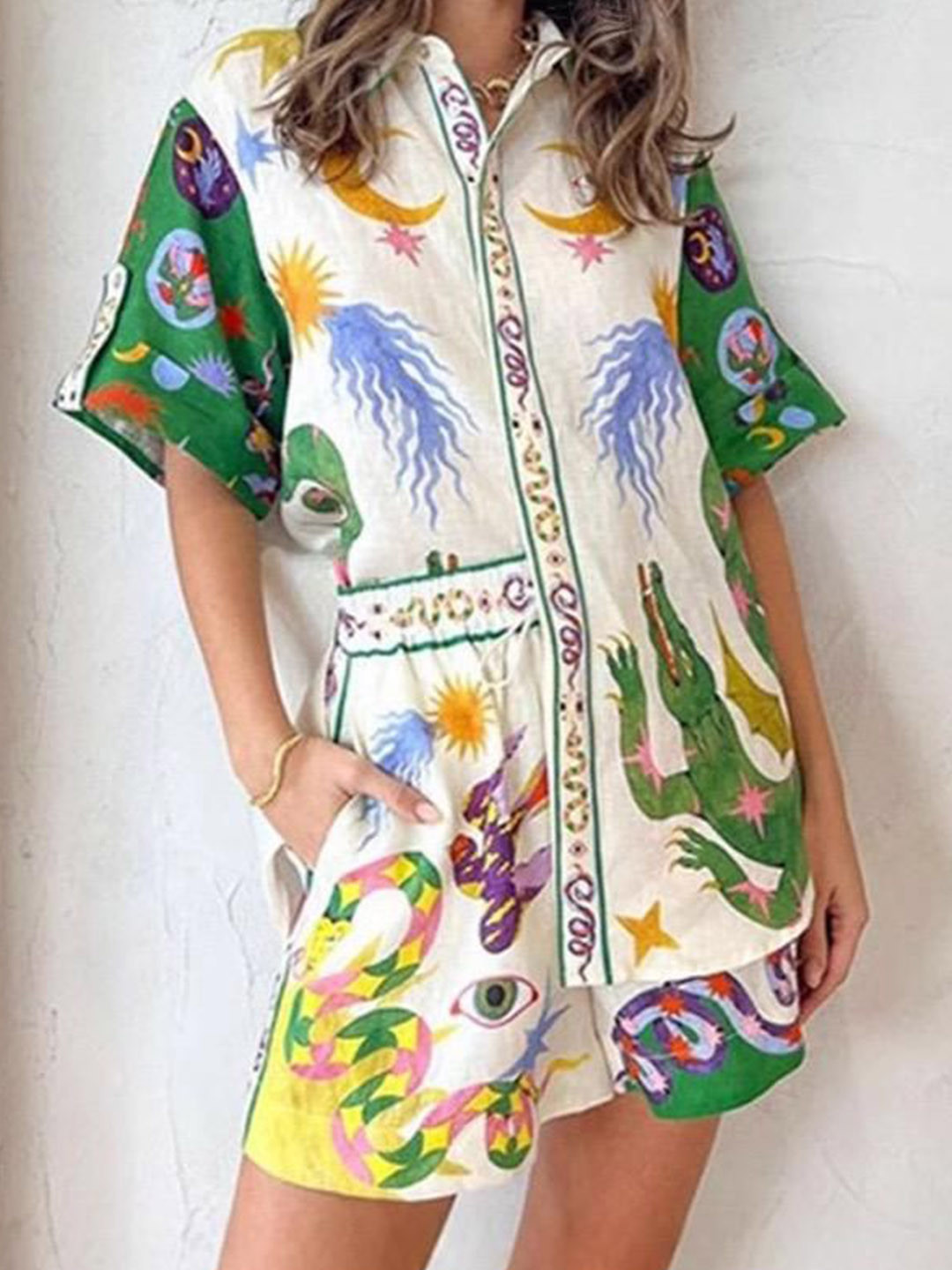 Miss Mosa By Akanksha  Off White Danny Printed Summer Coord