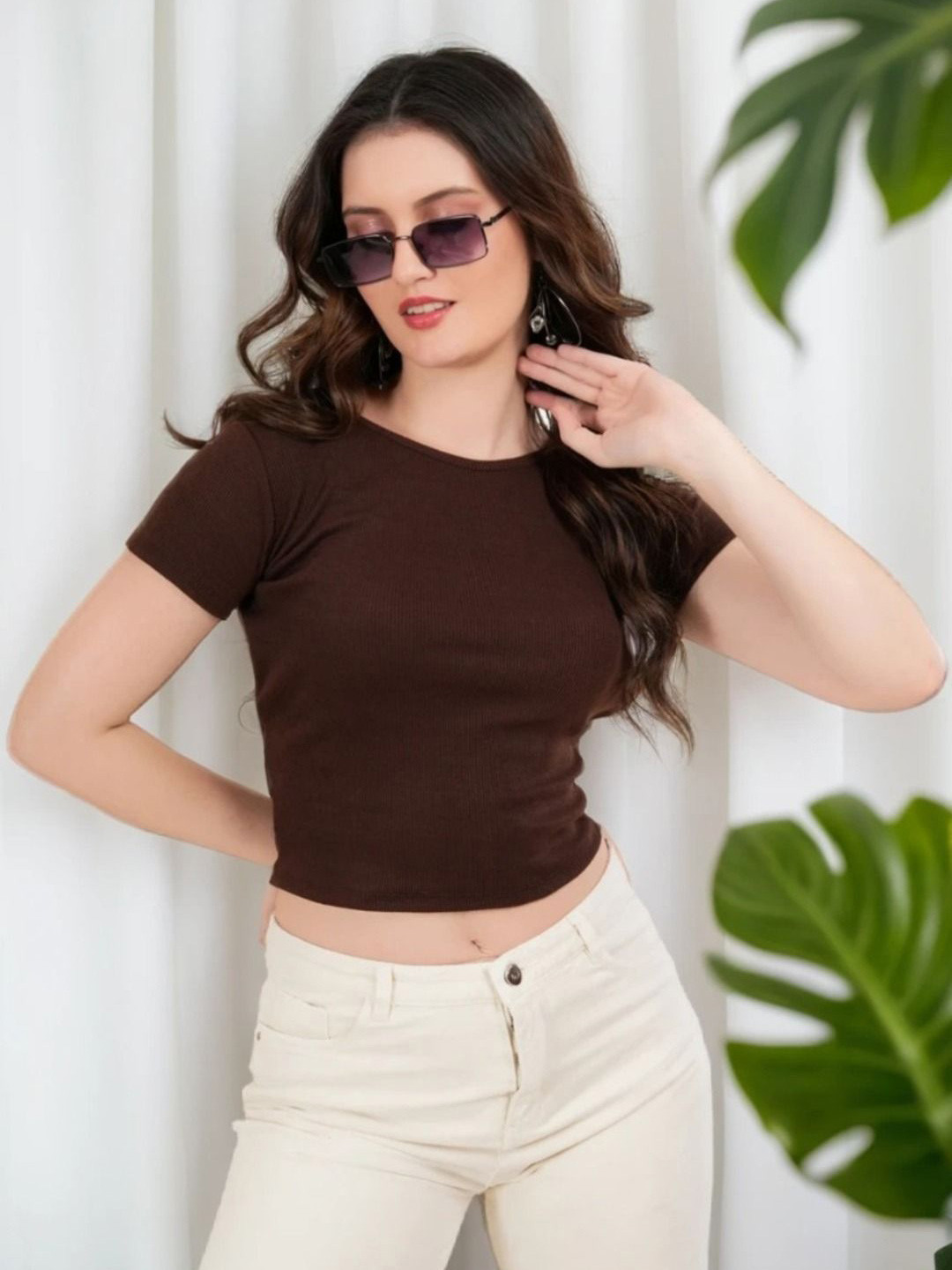 TEEMOODS Women Solid Tank Crop Top