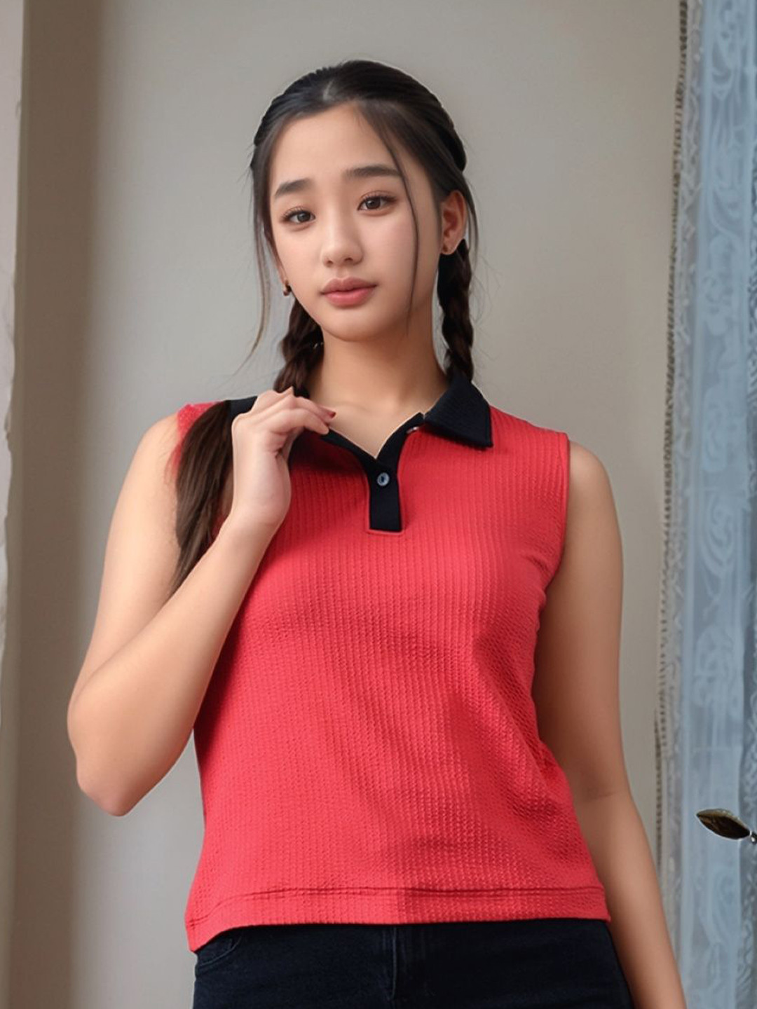 Myshka Girls Ribbed Shirt Style Top