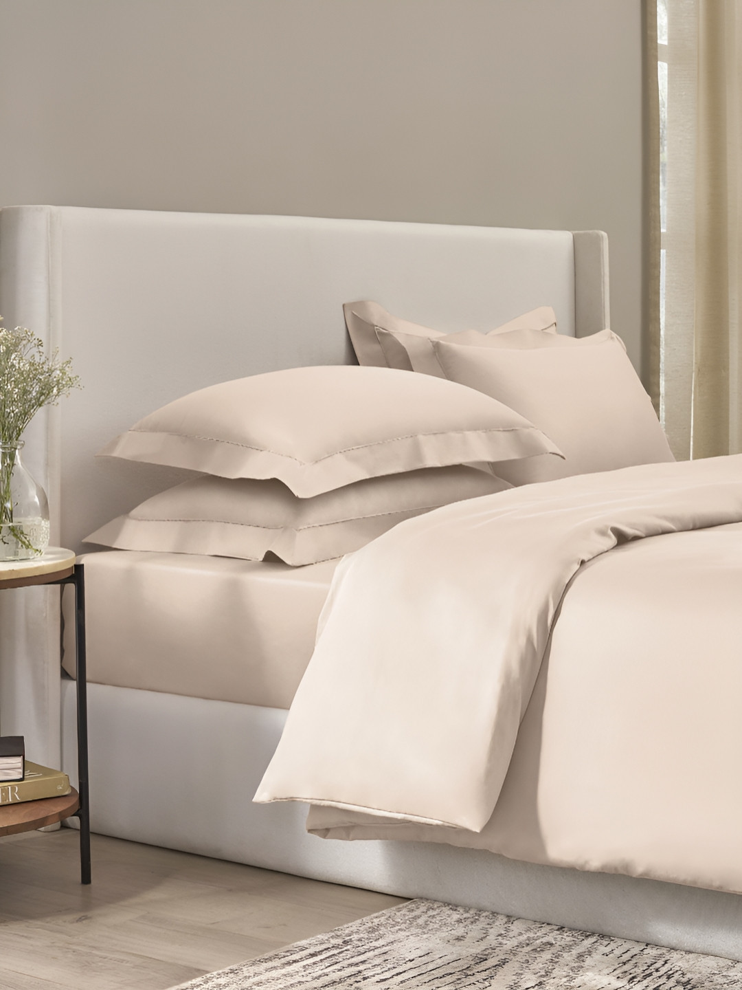 SANSAAR A DDECOR BRAND LIVE CONSCIOUSLY Beige King Size Duvet Cover - 2.28m x 2.74m