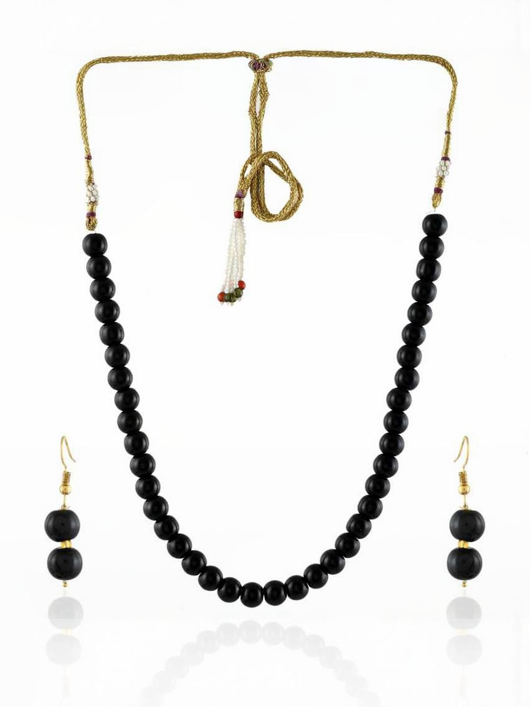 19TH JULY JEWELS Black Pearls Beaded Chains & Earring