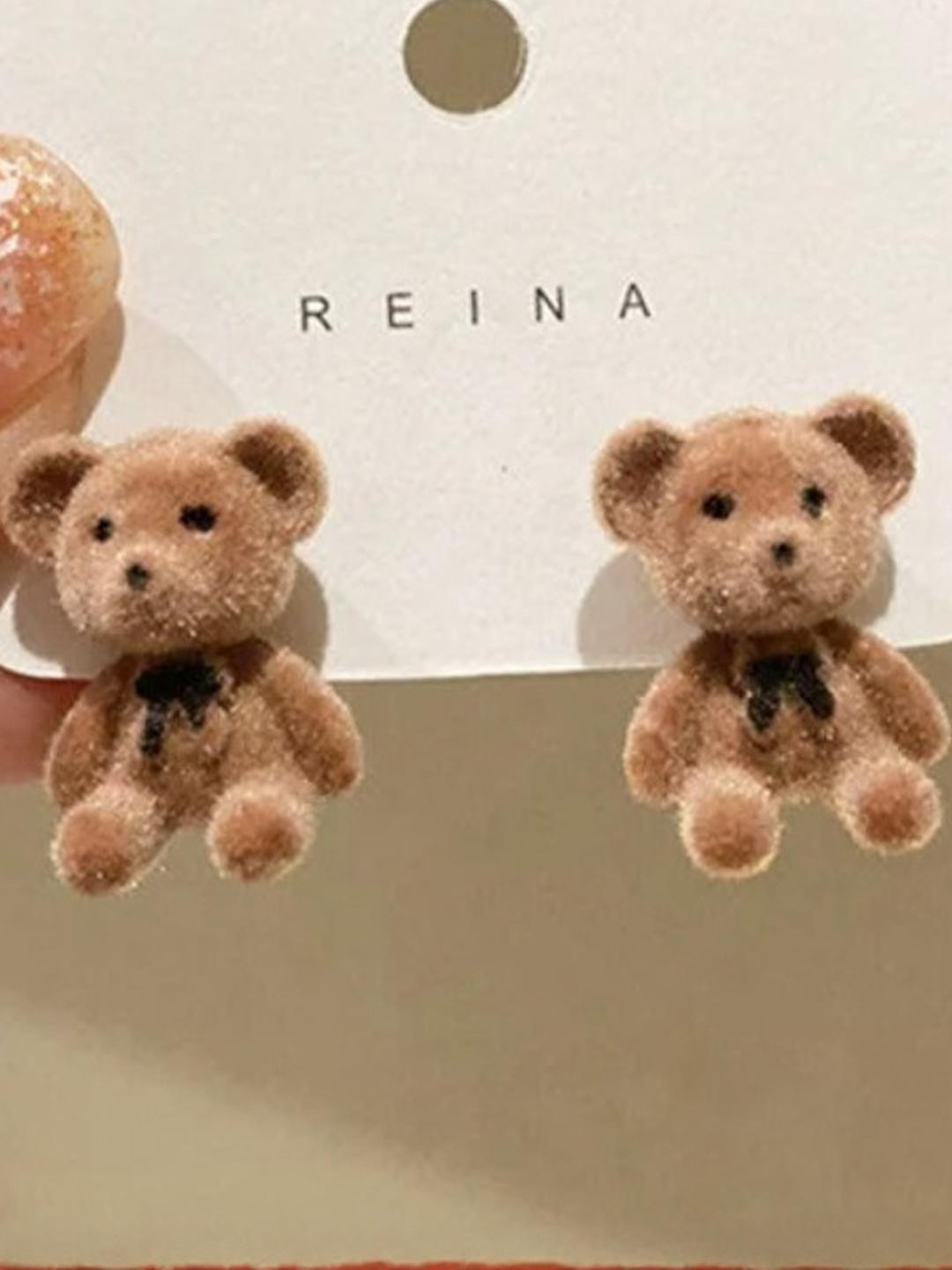 AKISON JEWELS Alloy Teddy Bear Stud Earrings