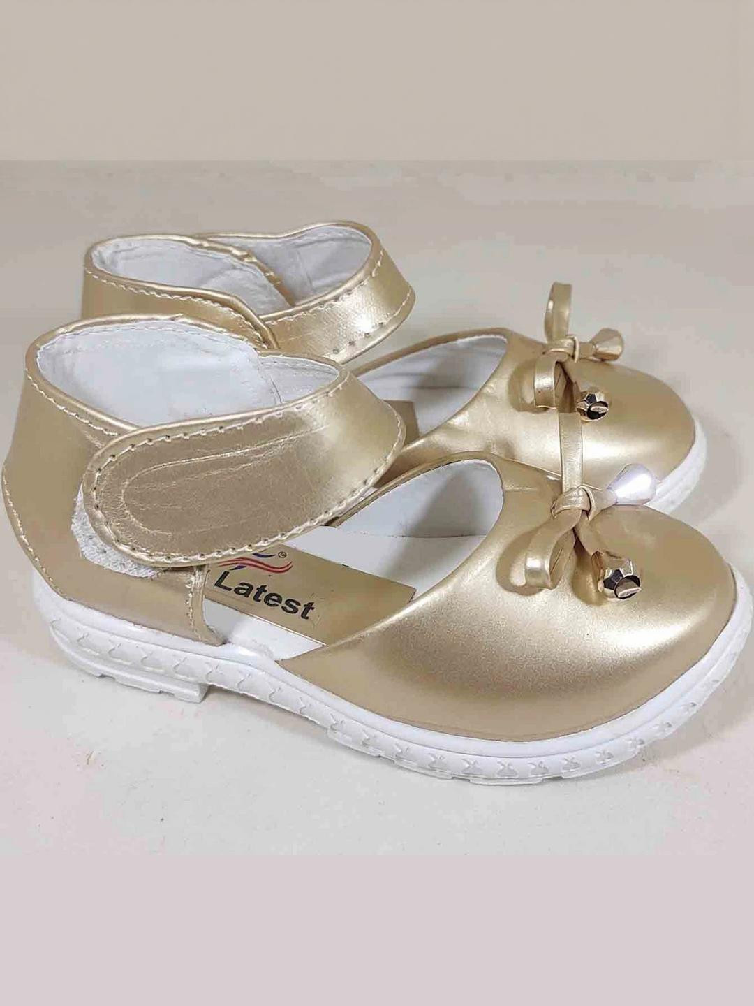 NEW LATEST Gold Bow Girls Slip-on Flats