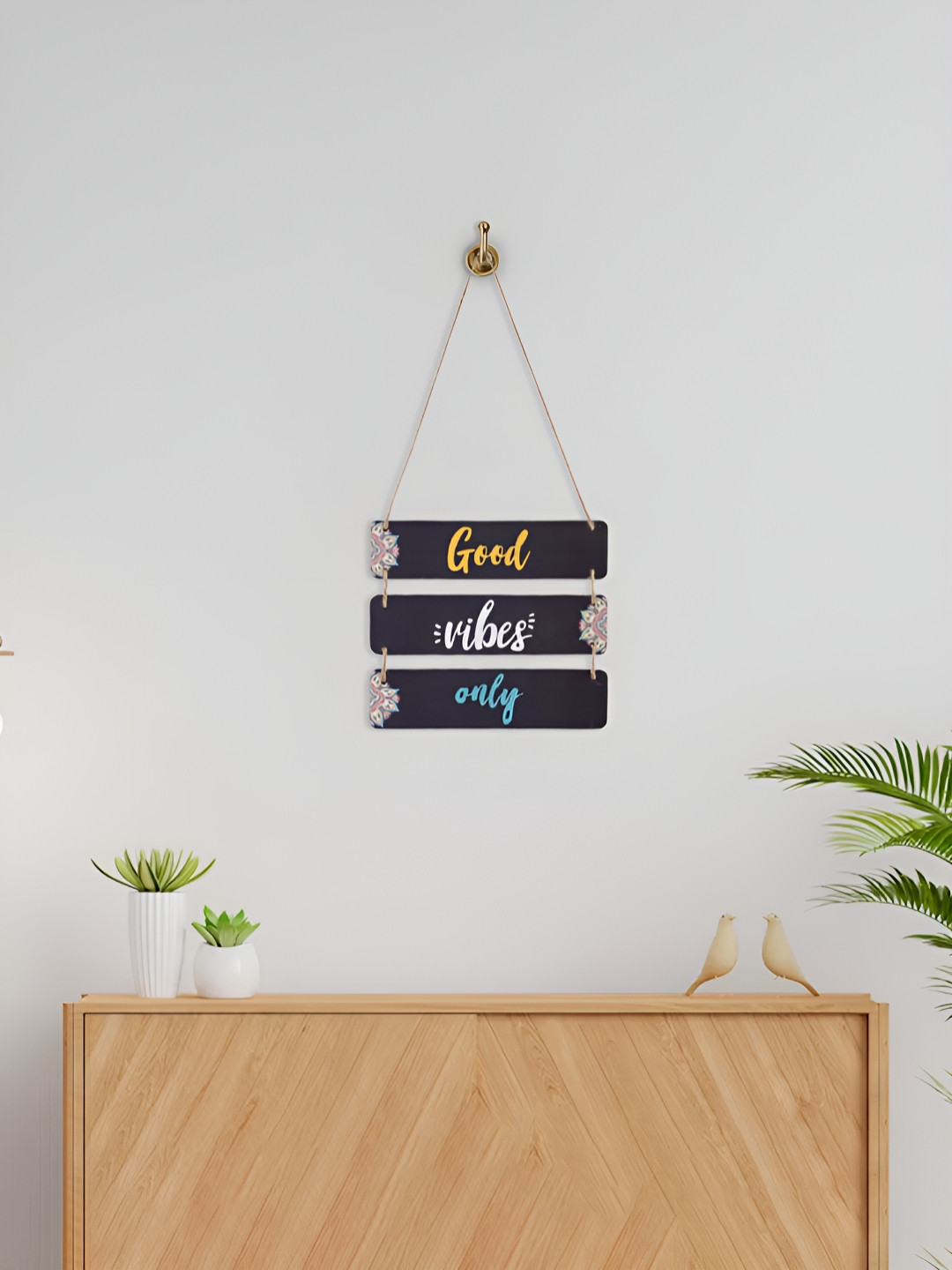 Kuber Industries Inspirational Quotes Wood Ethnic Motifs Matte Hall Wall Hangings-11.4In