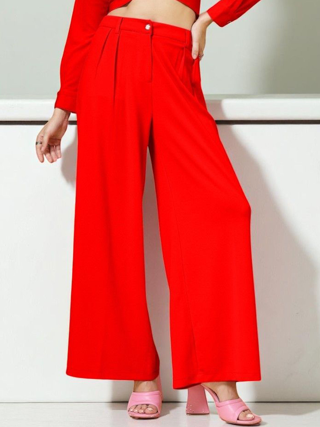 OOMPH! FACTOR Women Relaxed Mid-Rise Pleated Korean Pants