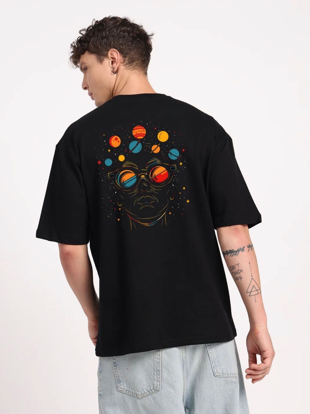 FARROWX Graphic Printed Round Neck Drop Shoulder Sleeves Oversized Pure Cotton T-shirt