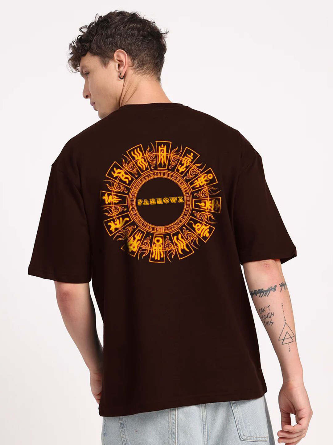 FARROWX Graphic Printed Drop-Shoulder Sleeves Oversized Pure Cotton Bio Finish T-shirt