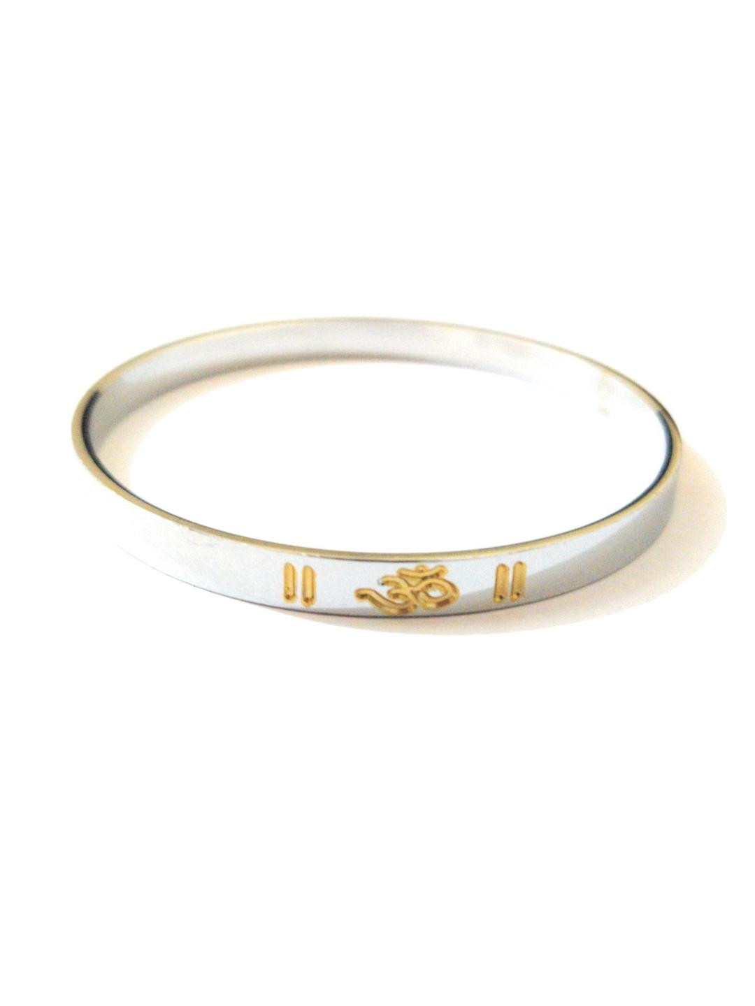 Vaiseema Men Om Silver-Plated Kada Bracelet