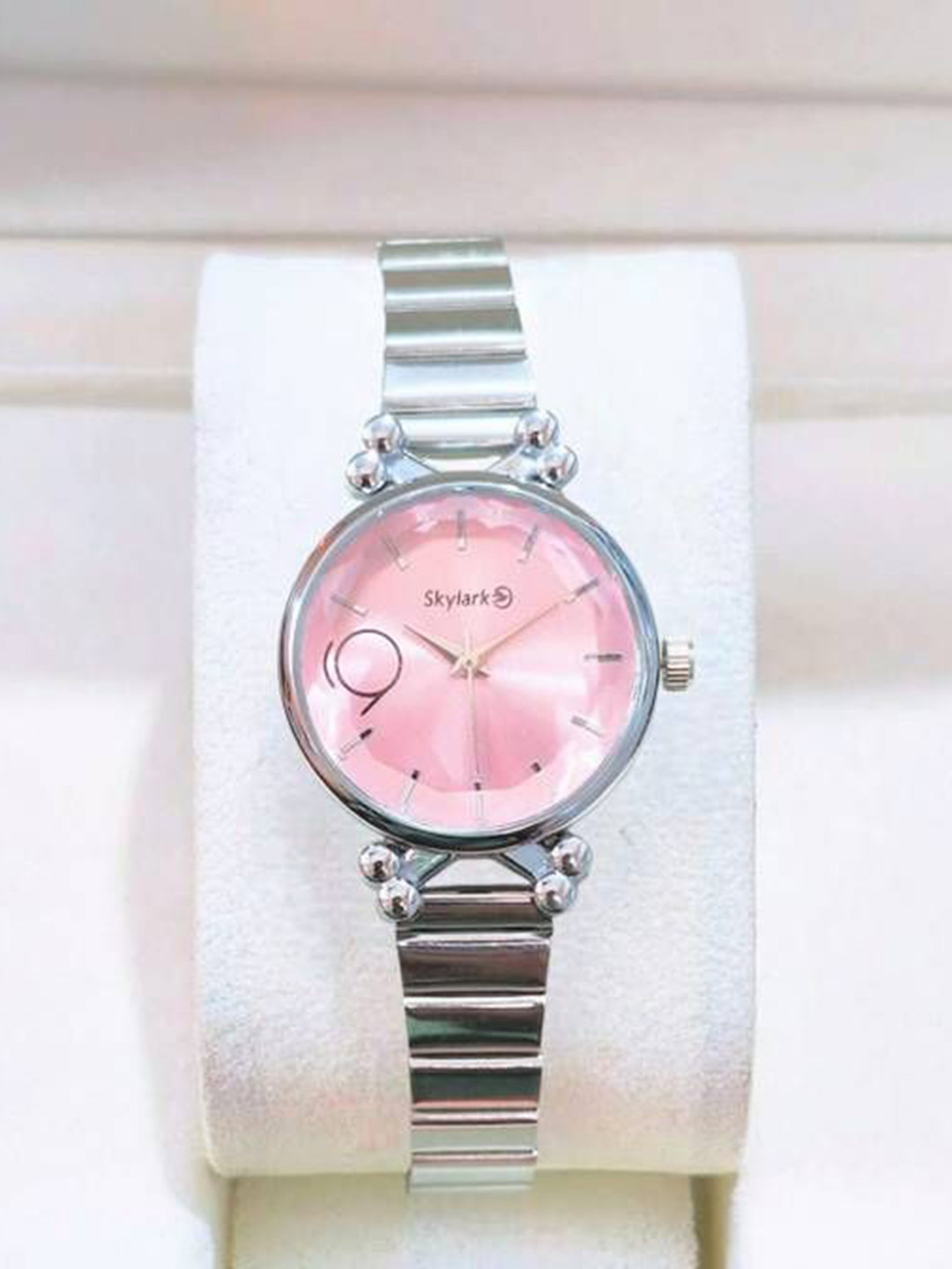 Skylark Women Printed Dial & Stainless Steel Straps Analogue Watch Cruise_Pink_Silver_56